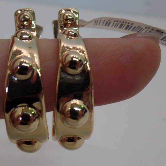 Alexis Bittar Gold Tone Studded Hoop Earrings $145 New With Tags BEAUTIFUL - Picture 5 of 12